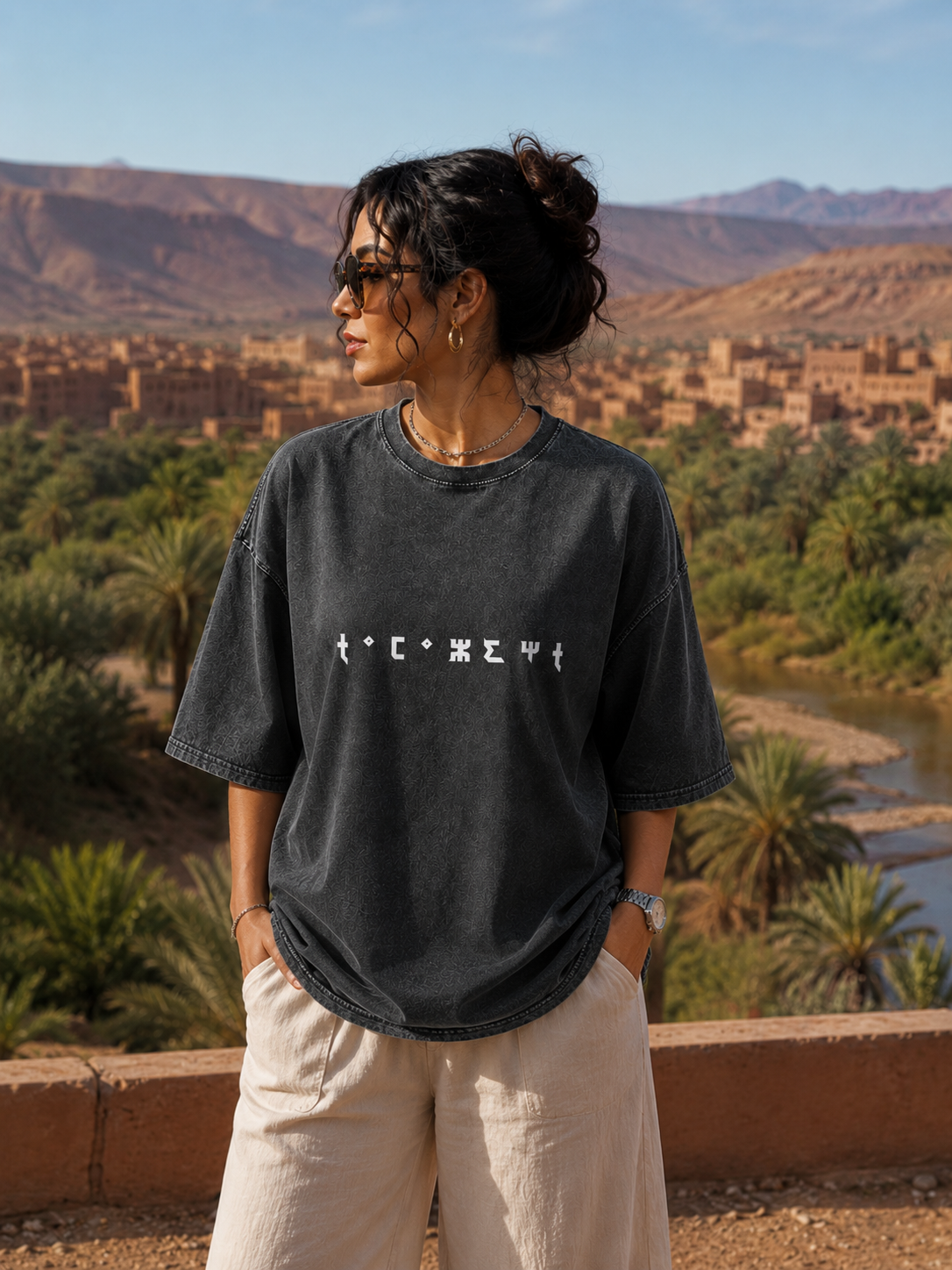 Acid Wash Oversized T-shirt (TAMAZIGHT)